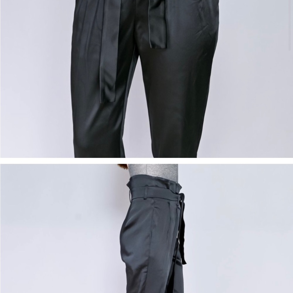 Amanda Uprichard Black Satin Tessi Pants NWT